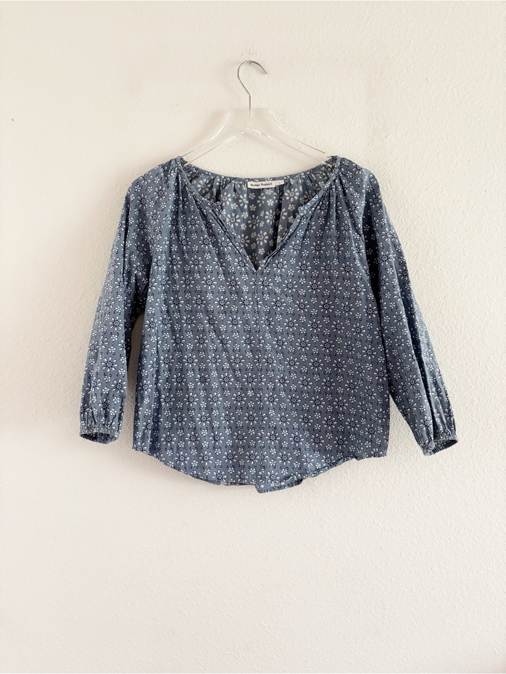 Roller Rabbit Blue Floral Peasant Blouse